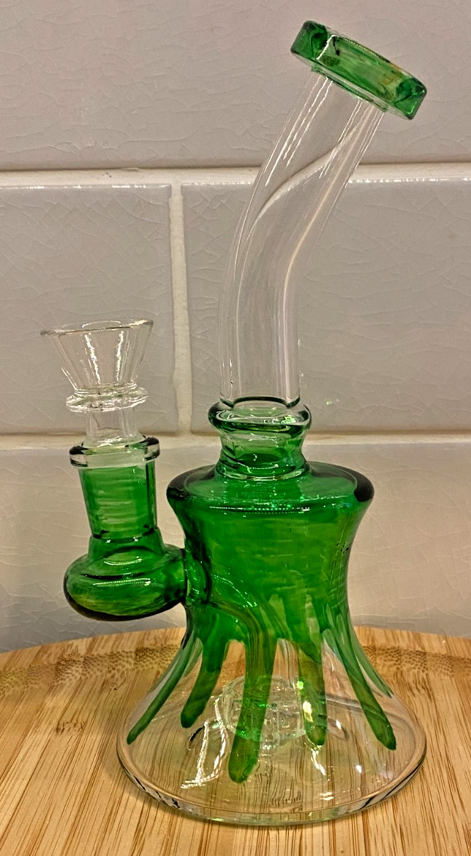 6&Prime;Matrix Perc Hookah Water Pipe Glass Tobacco Bong 3&Prime; base 14MM Joint size Green