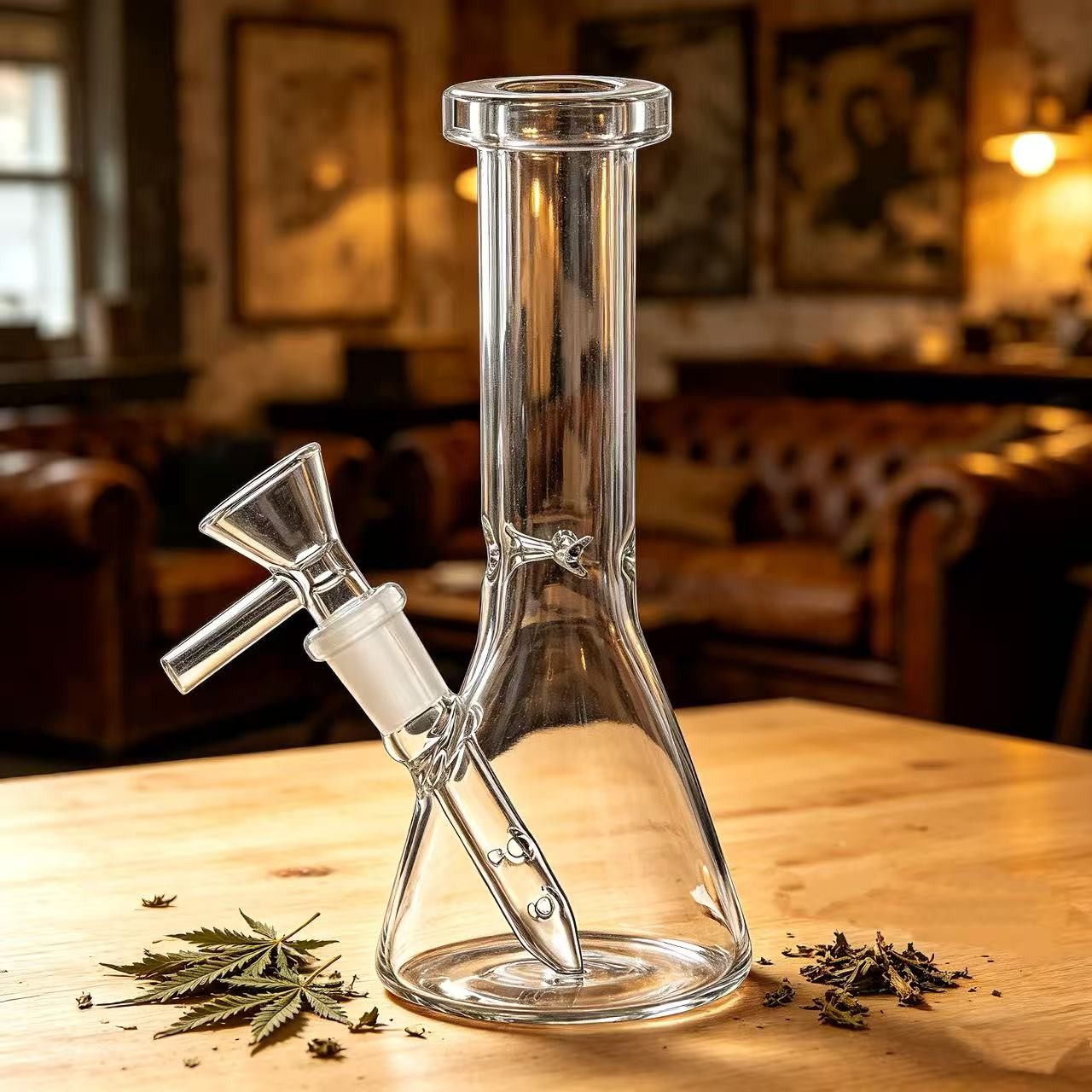 5&Prime; Portable Glass Bong Glass Hookah Water Pipe Bong Smoking Beaker 10MM filter