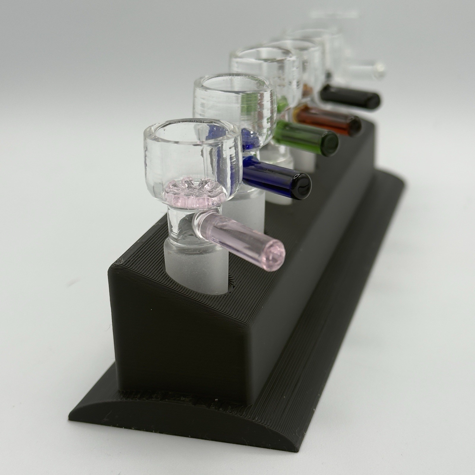 14mm Glass Bowl Piece Slide Honeycomb Color Set W/ Display Stand For Water Pipes