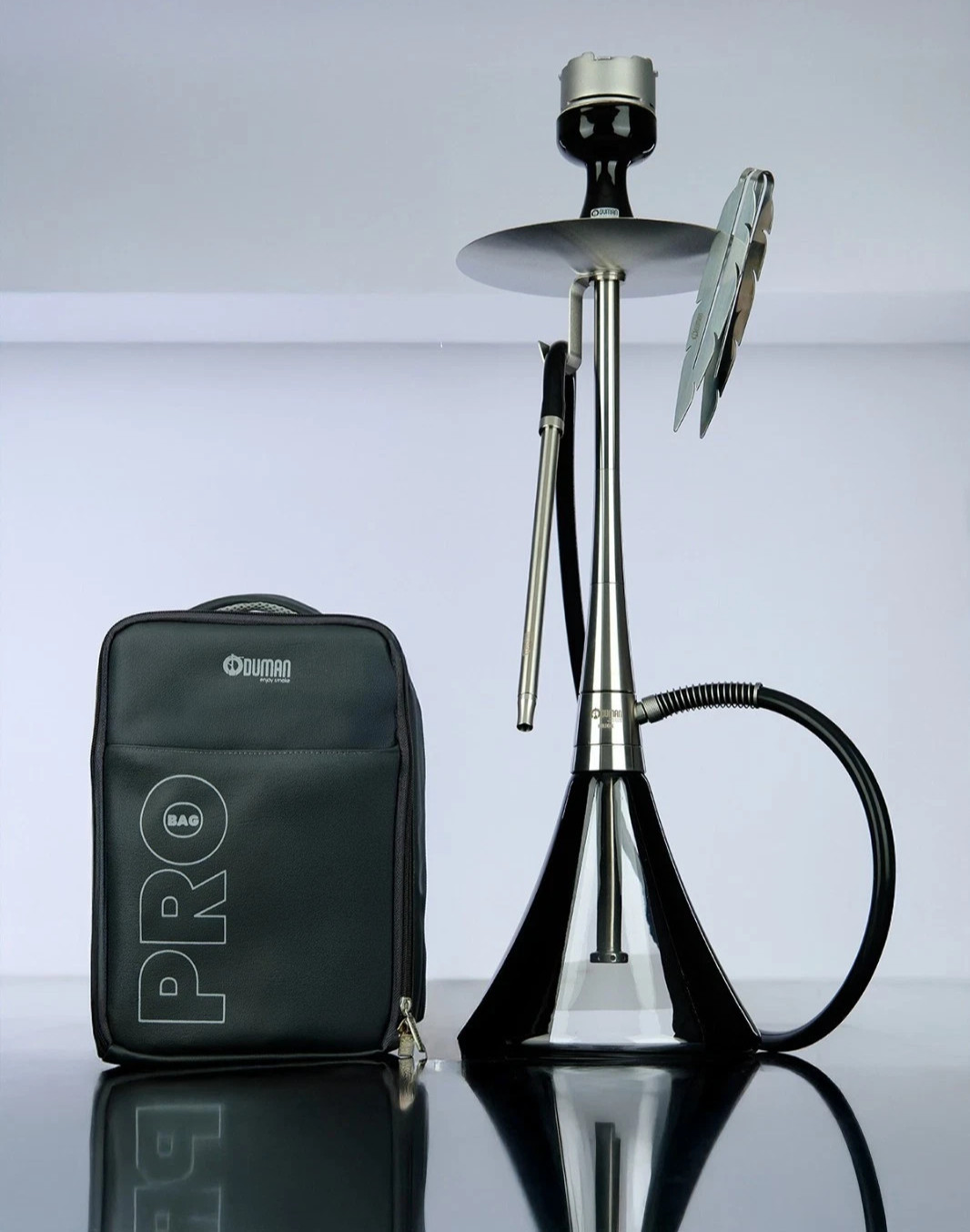 Oduman Hookah Orion Shisha Silver Black Glass Hand Made Pro Bag Set Express Deli