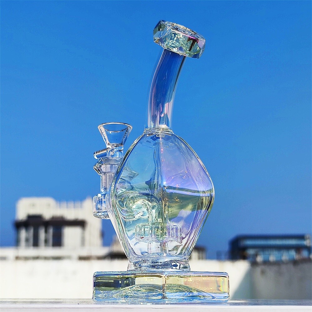 7 In Tinted Rainbow Egg Diamond Shape Joint Hookah Glass Water Pipe Bong 14mm