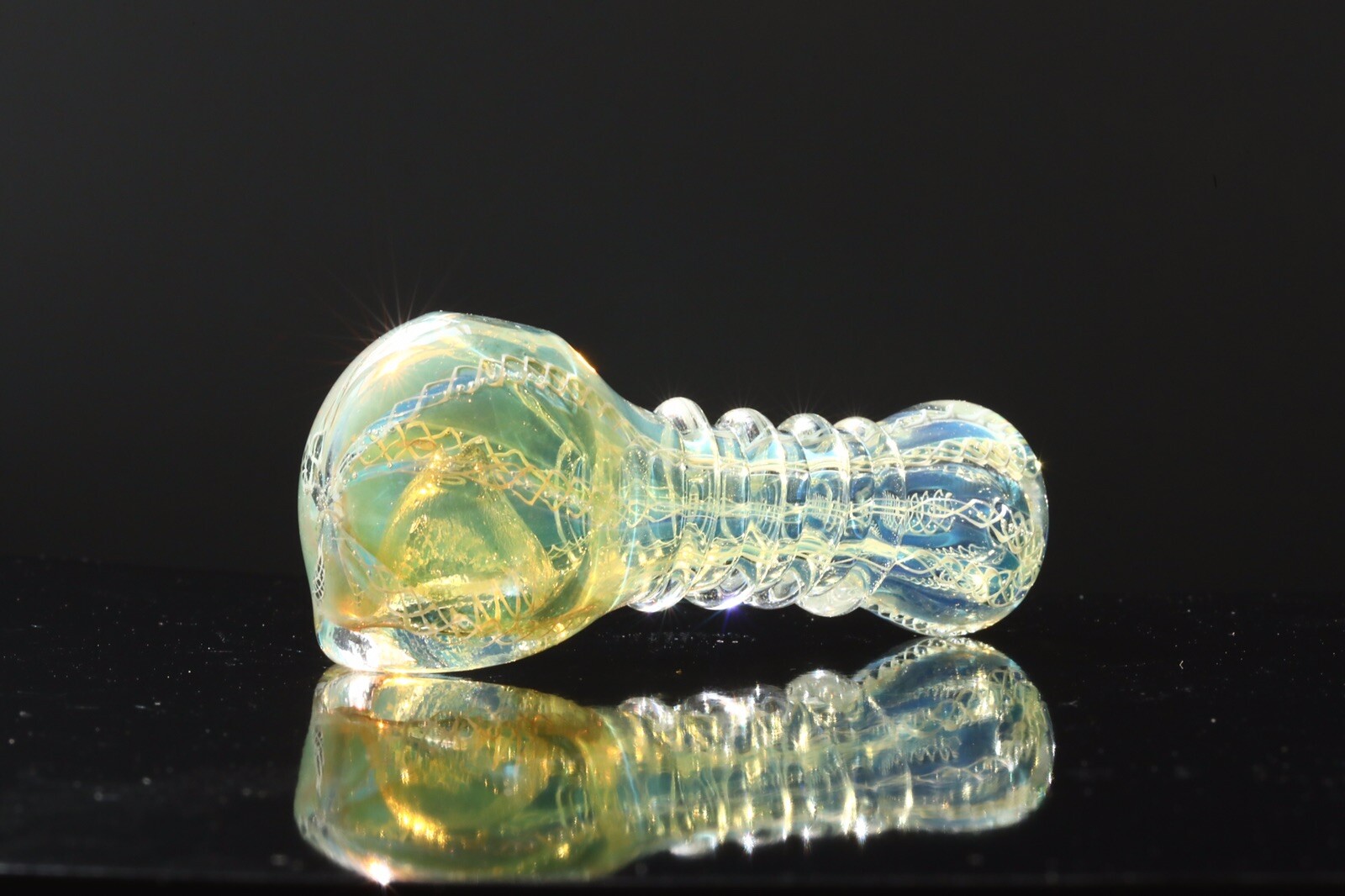 HEAVY USA TOBACCO SMOKING HAND PIPE BLOWN GLASS WORK SPOON RIM DESIGN ART XC25CL