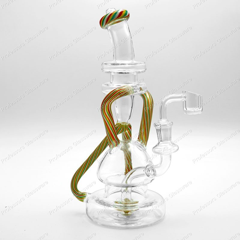10&Prime; Multicolor Tie-Dye Recycler Bong – Glass Water Pipe, Smooth Filtration