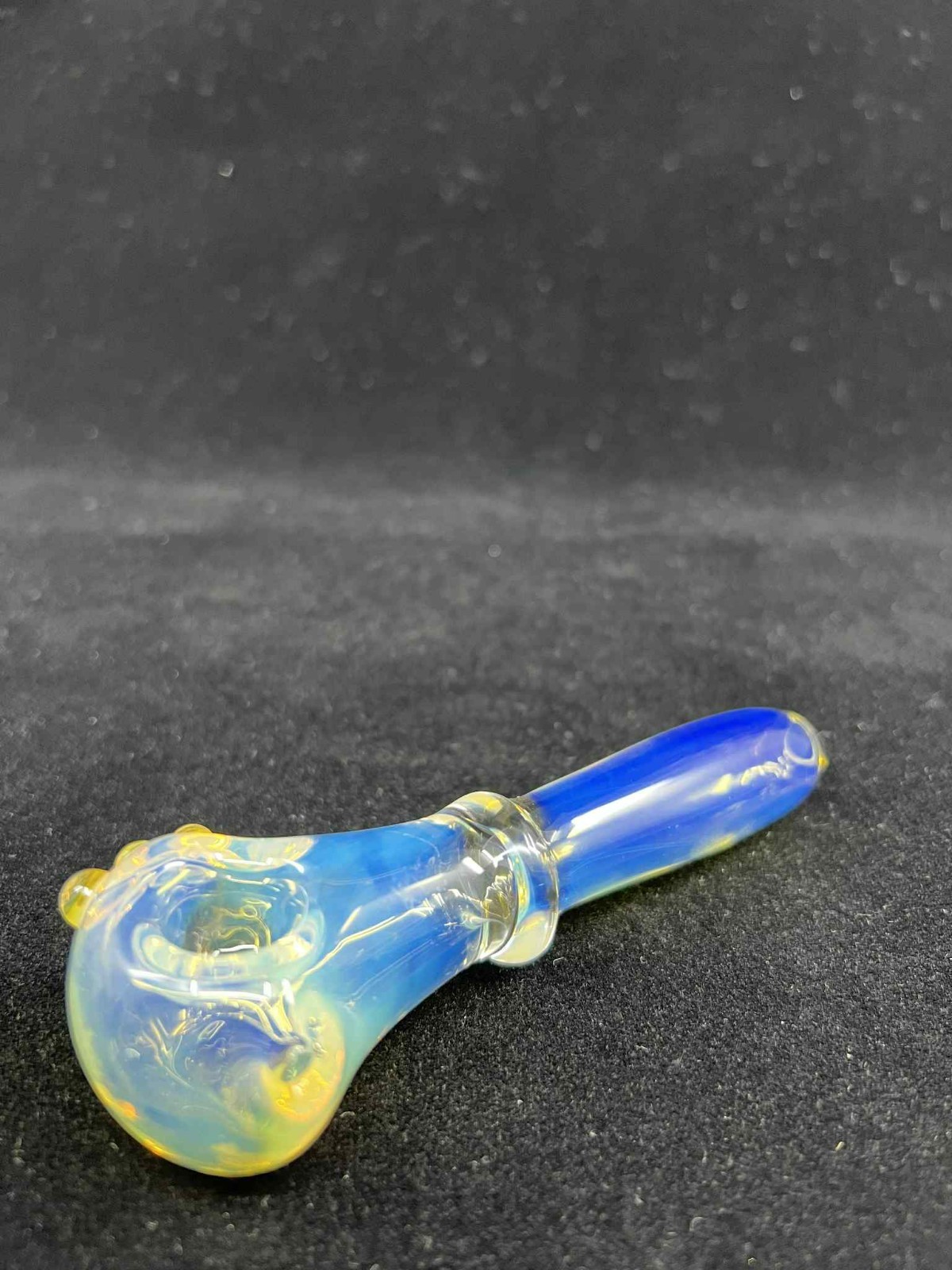 American Glass Blowing – Spoon Pipe Blue Silver Fumed – 6 inches Long