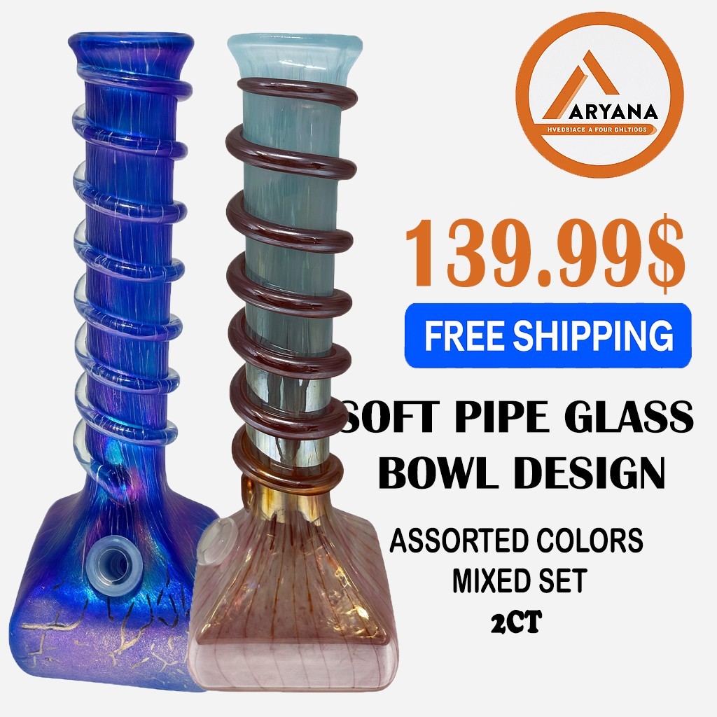 GLASS WATER BOWL DESIGN – 12&Prime; | ASSORTED COLORS | 2CT MIXED SET