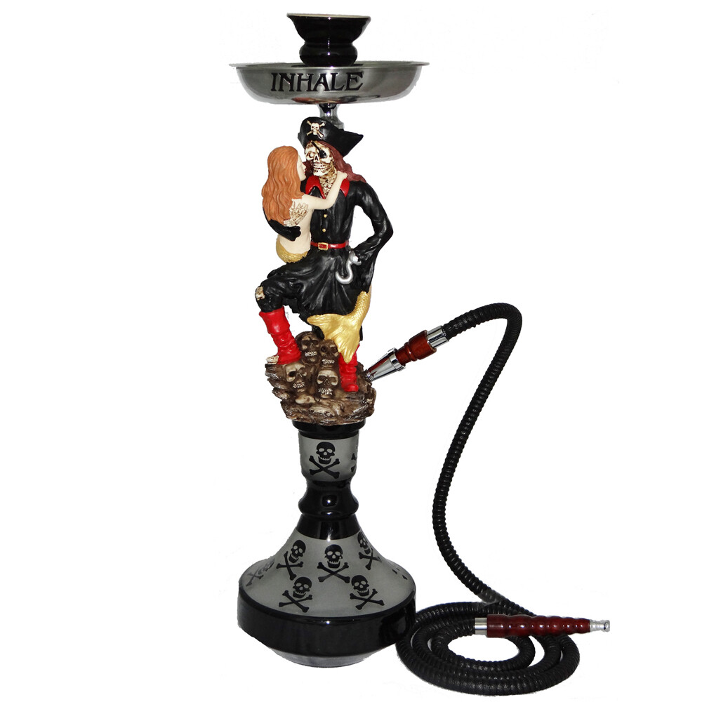 inhale Pirate and Mermaid Siren Hookah – 1 Hose, Natural packed in suitcase