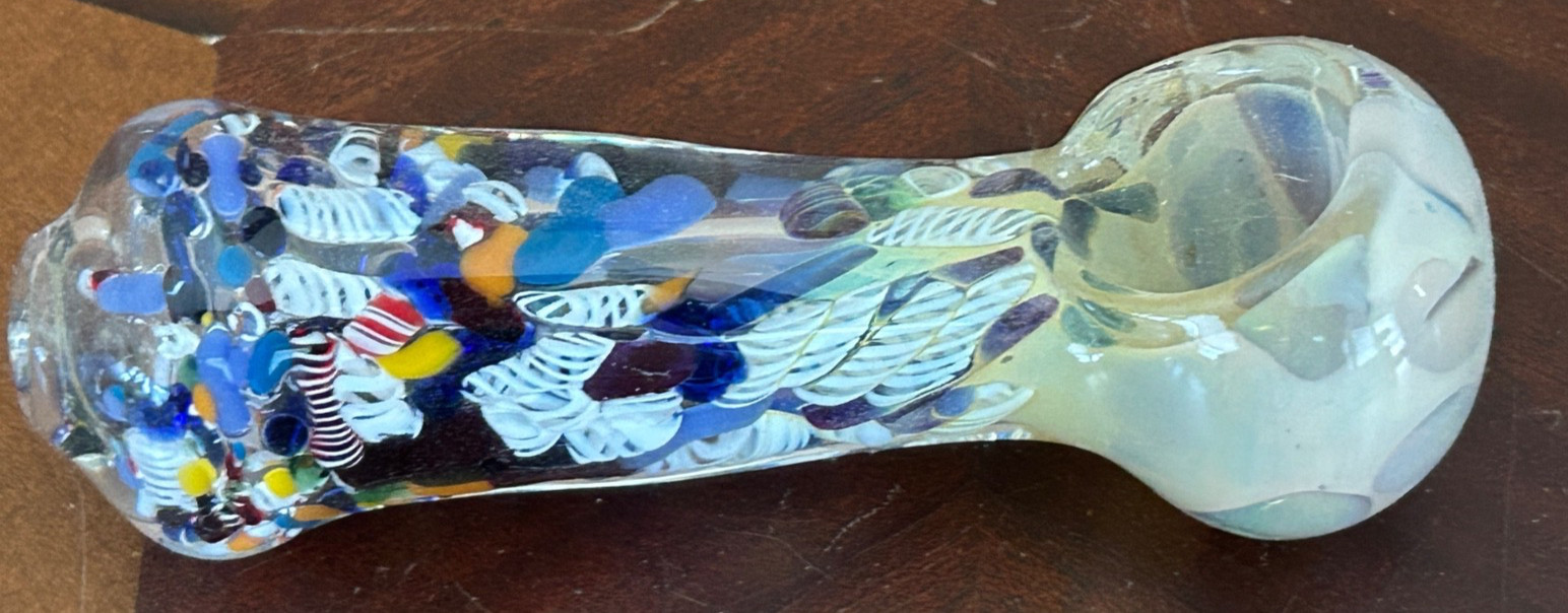 4 1/2&Prime; silver fumed confetti tobacco pipe