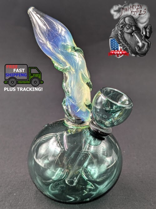 5&Prime; Inch Glass Hookah Water Pipe Bong Round Teal