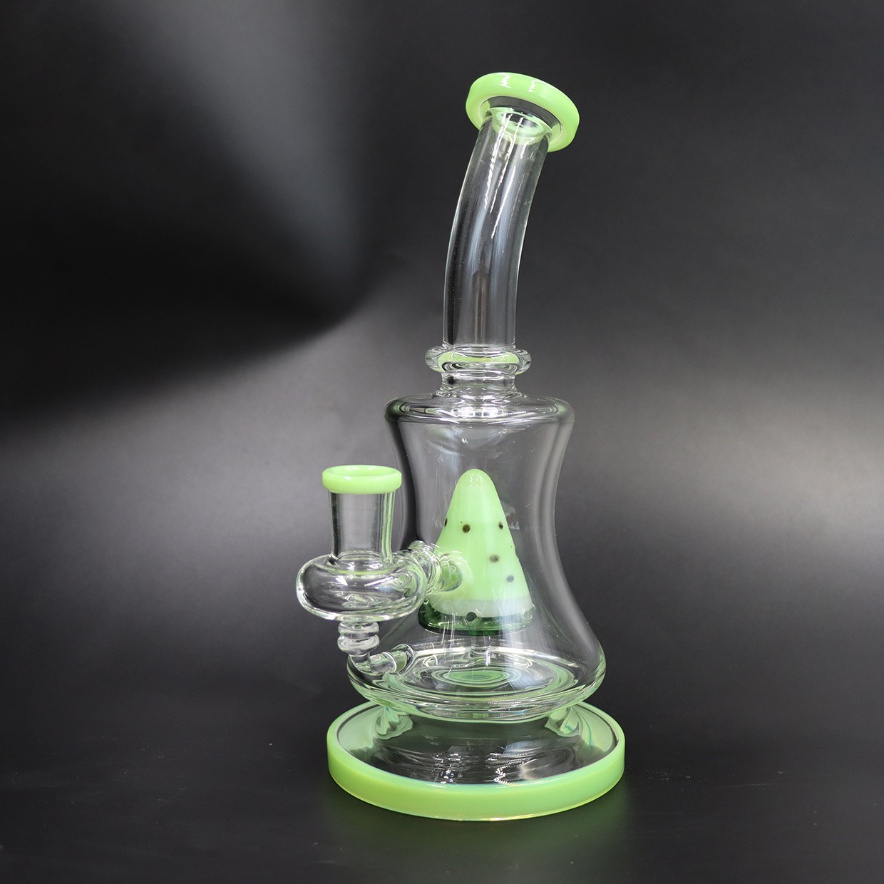 9 »Glass Smoking Waterpipe Perc Bong with 14mm Male Round Bowl Handmade Hookah