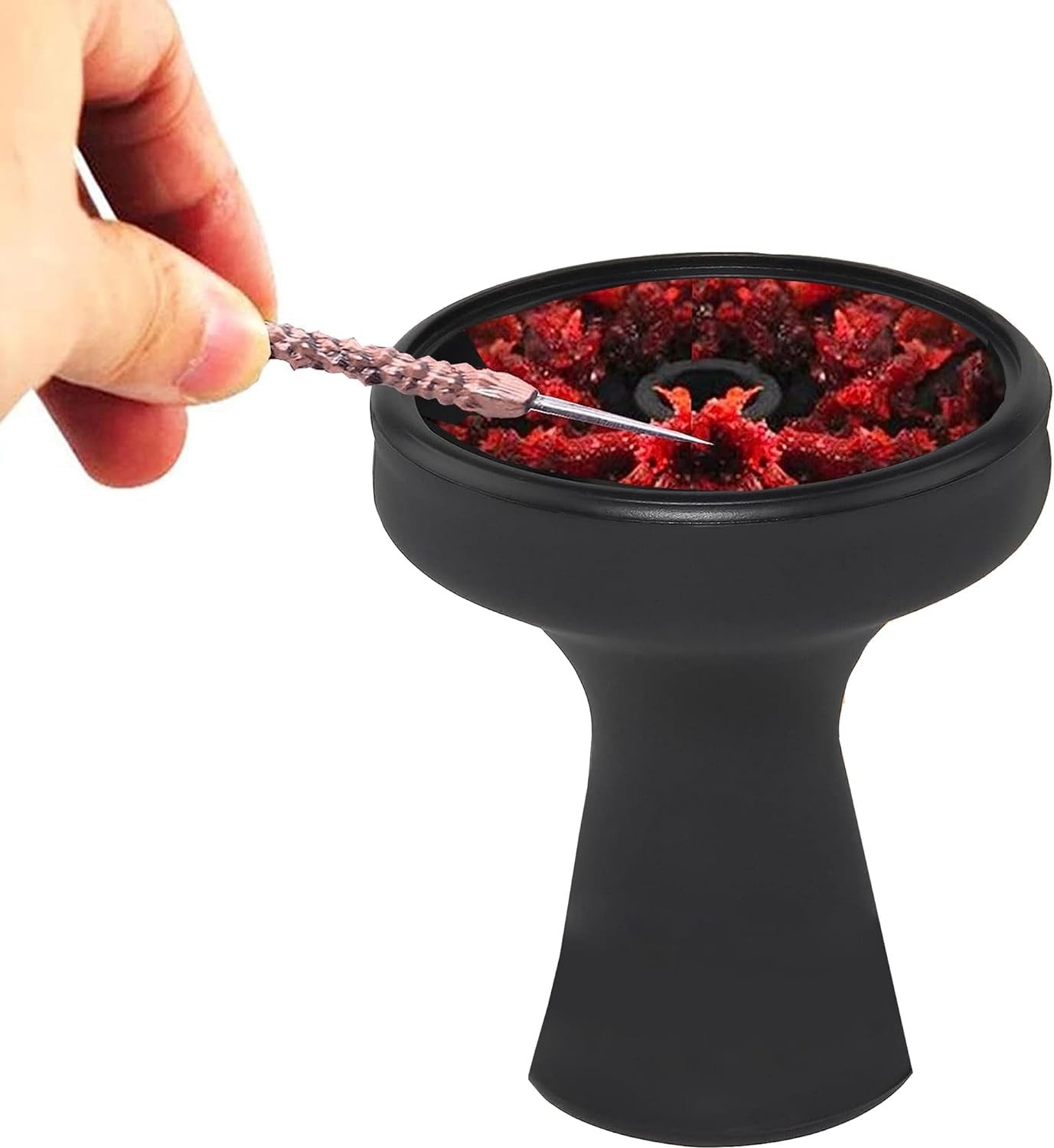 Black Bowl Set Silicone Single-Hole Bowl Fork with Poker(1 Set)