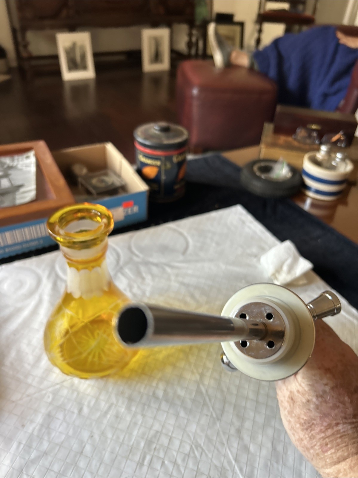 Hookah Gold Cut Glass Stainless Steel and Grateful Dead? Skull And Roses Parts