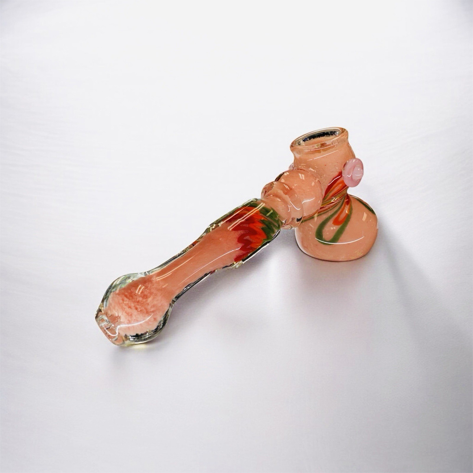🔥7”Glass HAMMER Bubbler-Soft Pink w/Multi-Color Accents Unique & Stylish🔥