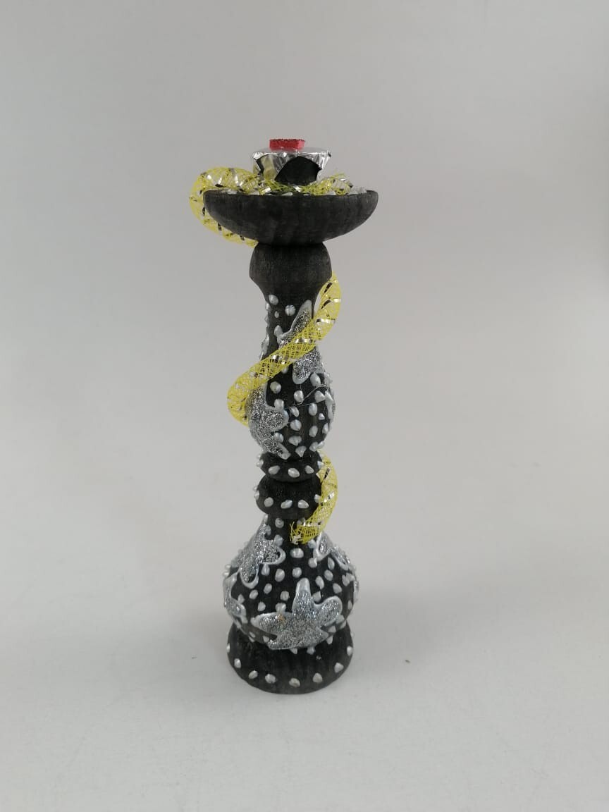 Handmade Wooden Hookah Sculpture Elegance in 5.5 inches