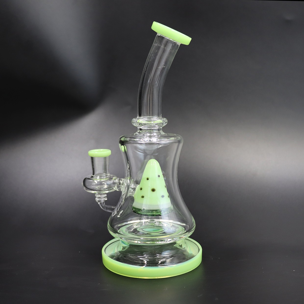 9 »Glass Smoking Waterpipe Perc Bong with 14mm Male Round Bowl Handmade Hookah