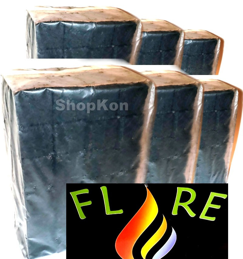 6 Kilo, 13+ Lb Flare Premium Coconut Hookah Charcoals, CoCo Coals, XLarge Cubes