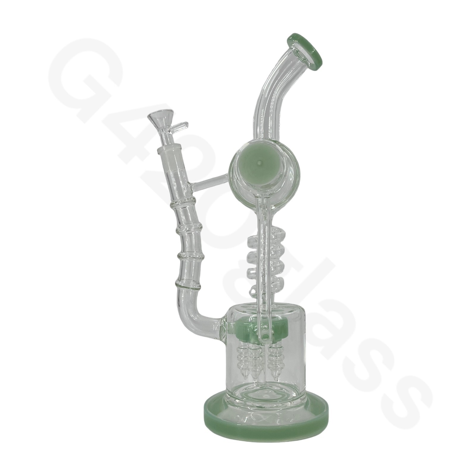 🔥 18 Inch Lookah Glass Twisted Recycler with Multiple Chamber Pipe Hookah Bong
