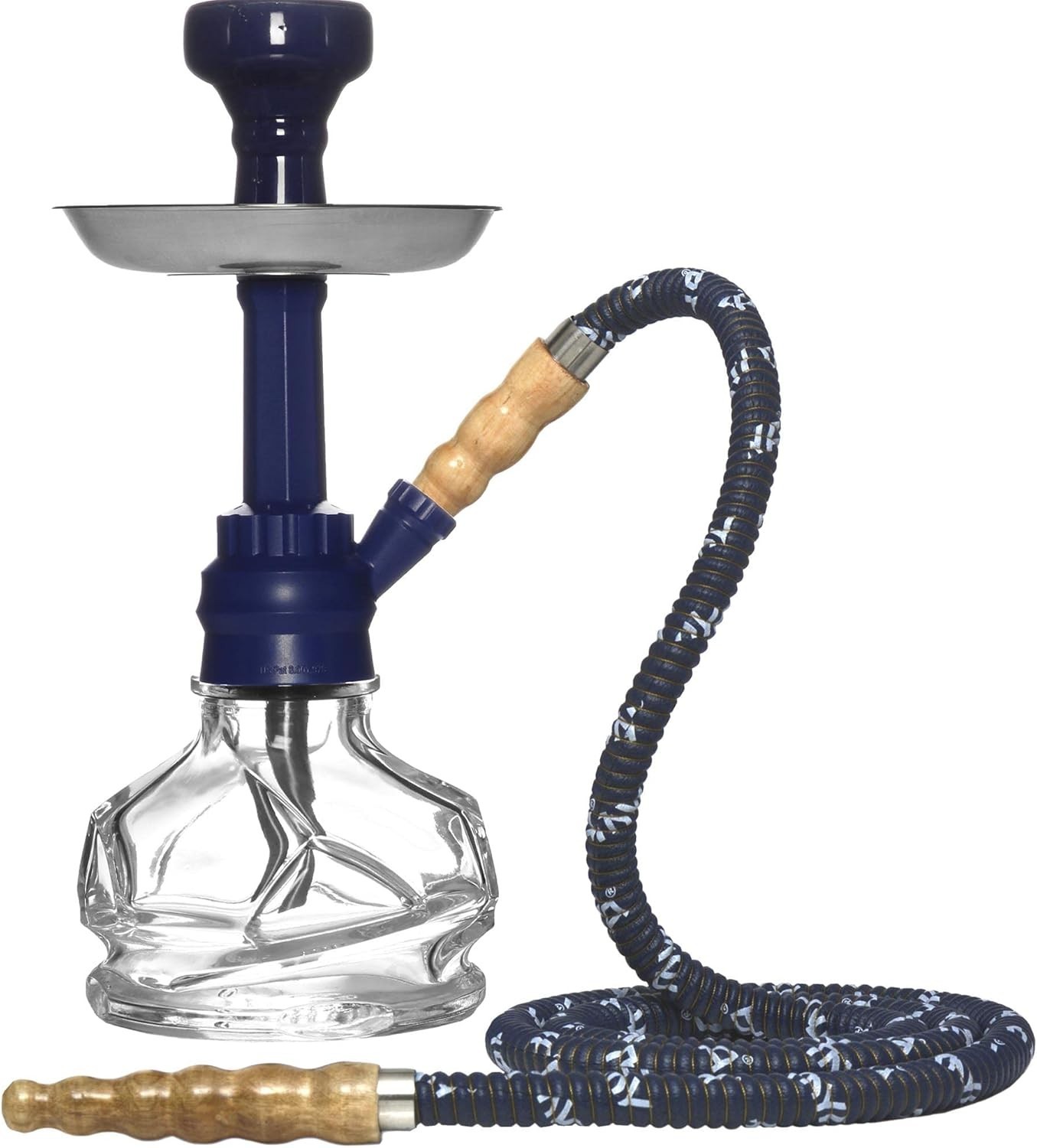 Mya Chico 251 Hookah – Complete Set with Glass 12 Inch Bowl & Cage (Dark-Blue)