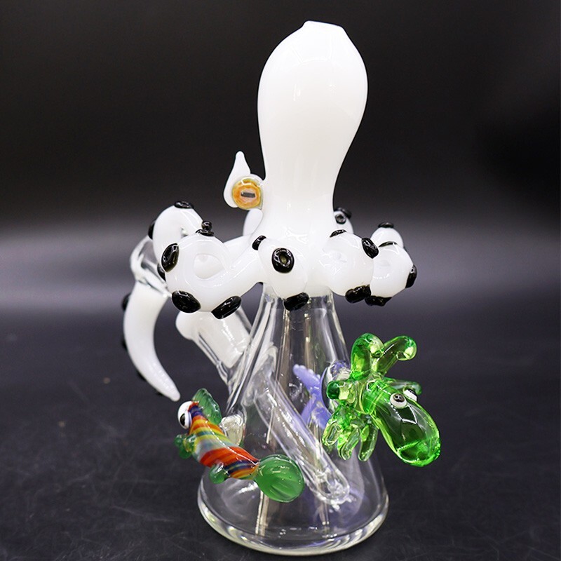 5.7&Prime; White Octopus Glass Bong Gravity Beaker Hookah Percolator Tobacco pipe W/B
