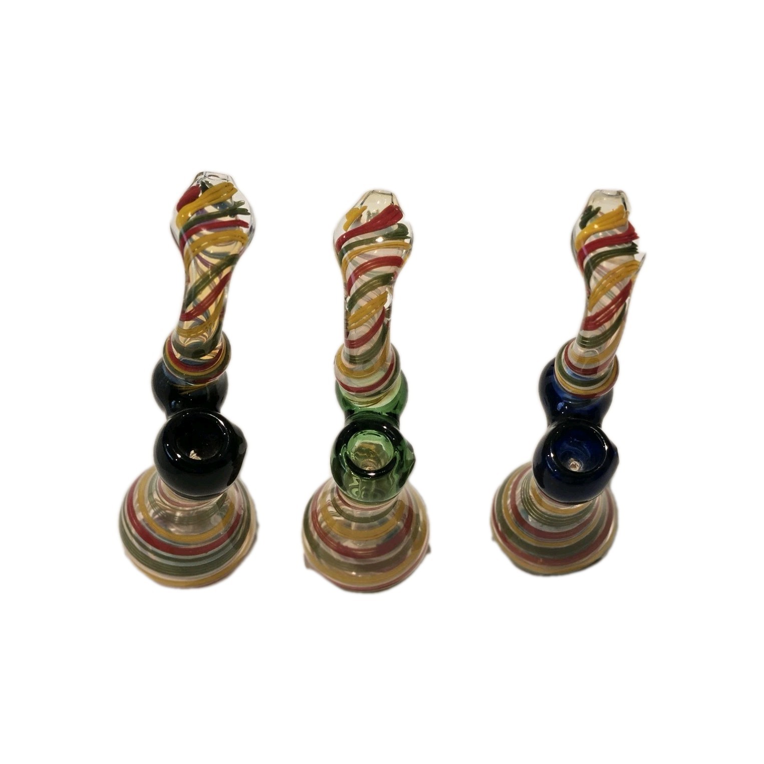 7 Inch Colorful Glass Bubbler thick Glass Handcrafted Water Pipe Swirl Style