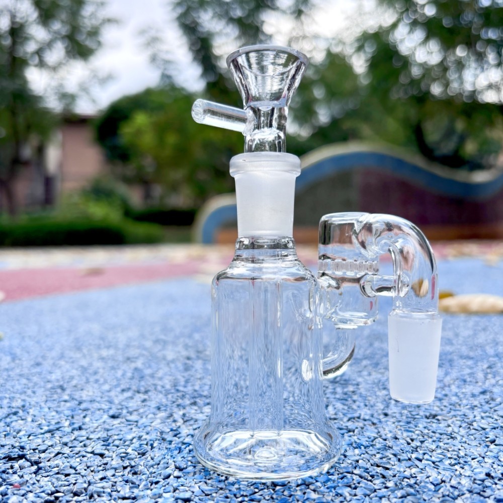 14mm 90° 3.3&Prime; Glass Ash Catcher Recycler Water Pipe For Glass Bong Easy to Clean