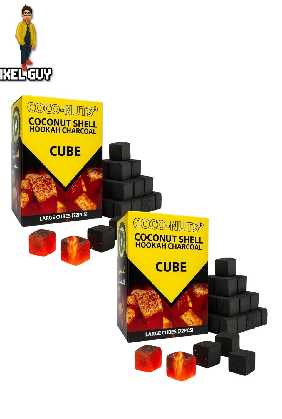 Lot of 2 Zebra Coconut Shell Charcoal Cubes 25mm 1KG 72 Pcs Eco Friendly