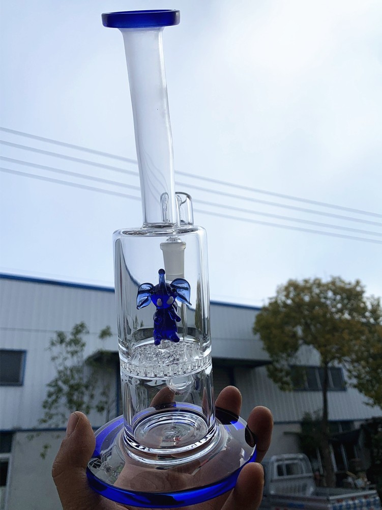 9&Prime; Glass Bong Smoking Hookah Water Pipe Octopus Perc Smoking 14mm Bowl