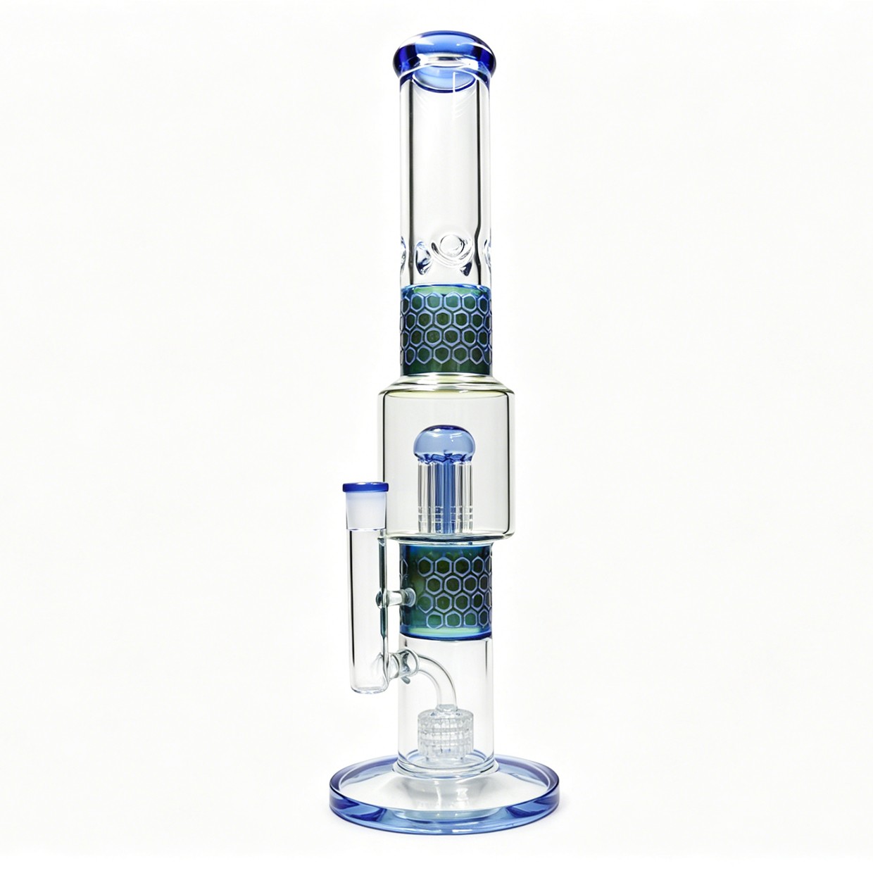 16 »(XL)Tall-4mm Thick Glass Bong Water Pipe Smoking Sandblasted Honey comb Bong