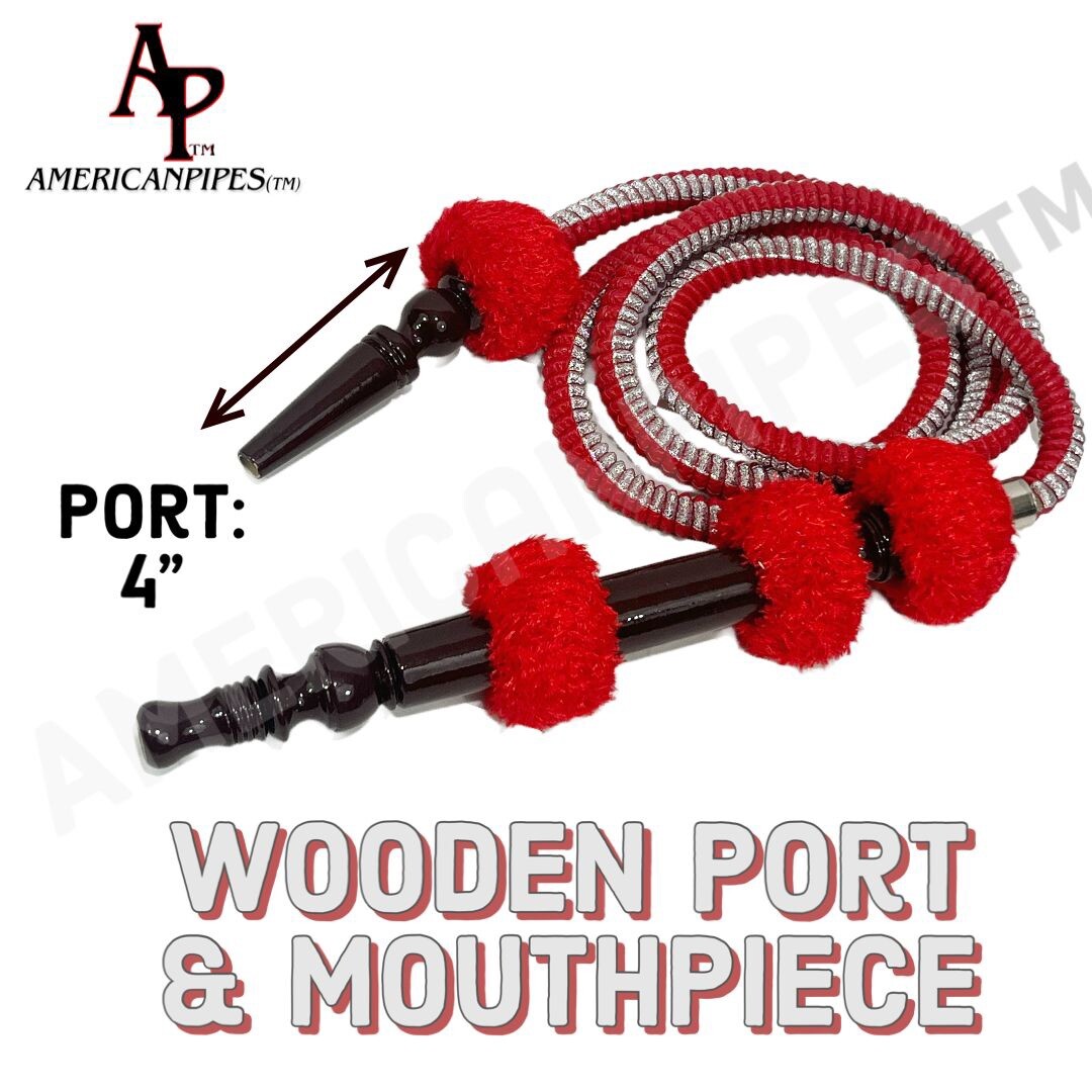 72 Inches Long Egyptian Style Hookah Hose With A Large Wooden Handle & Grommet