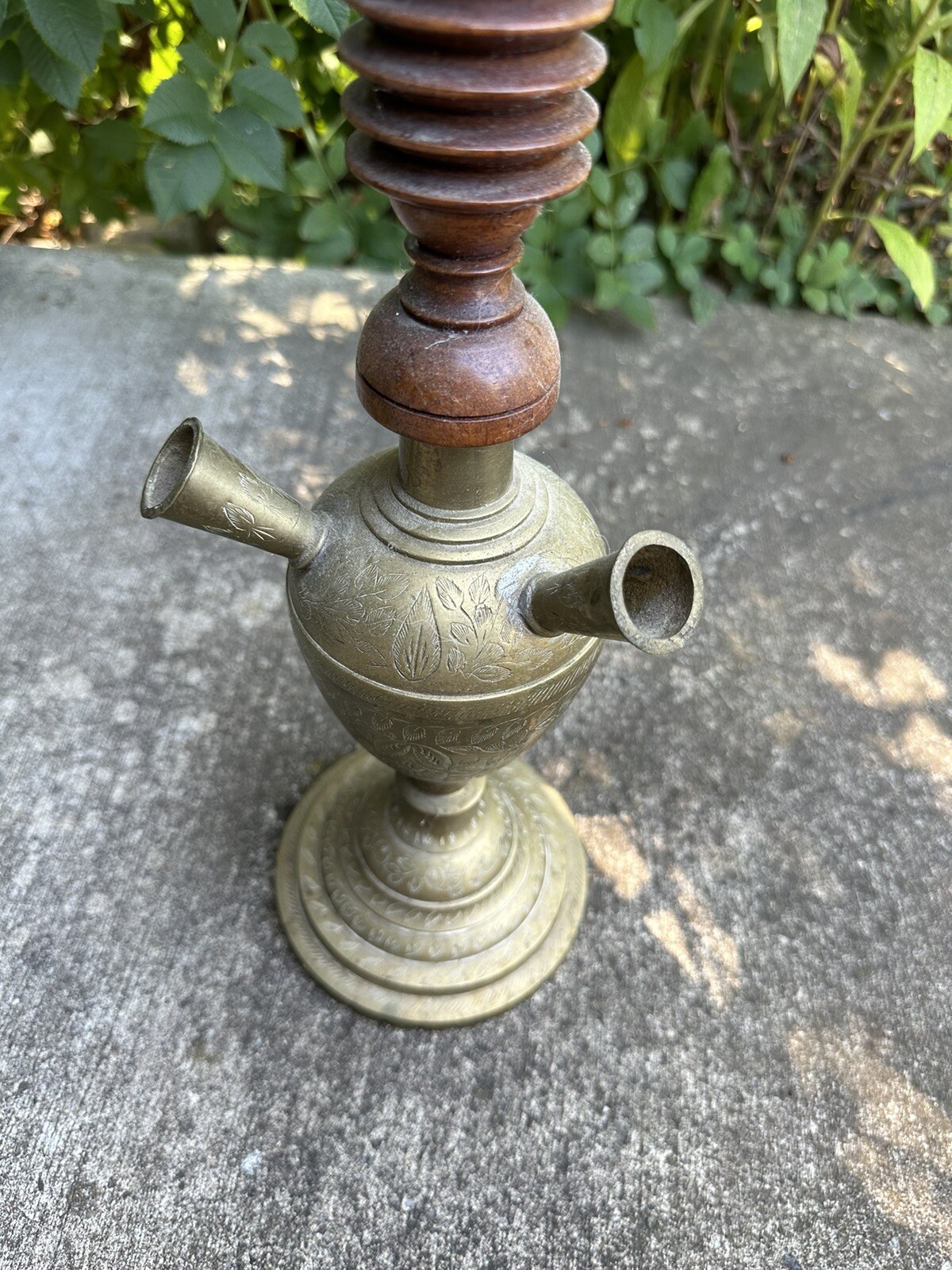 Vintage Wood & Brass Hookah Over 3 Feet Tall