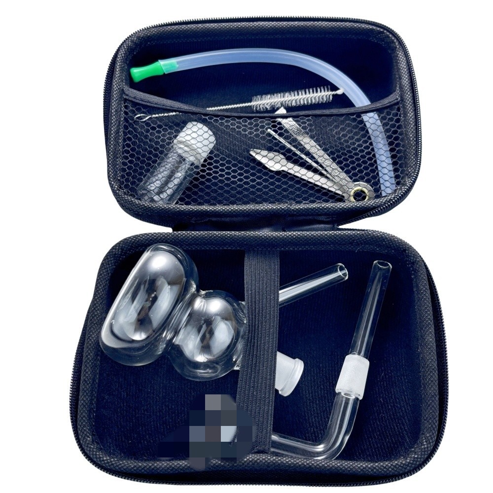 Portable 4&Prime; Glass Bong Gourd Smoking Water Pipe Hookah Bubbler W/Tool Box SET