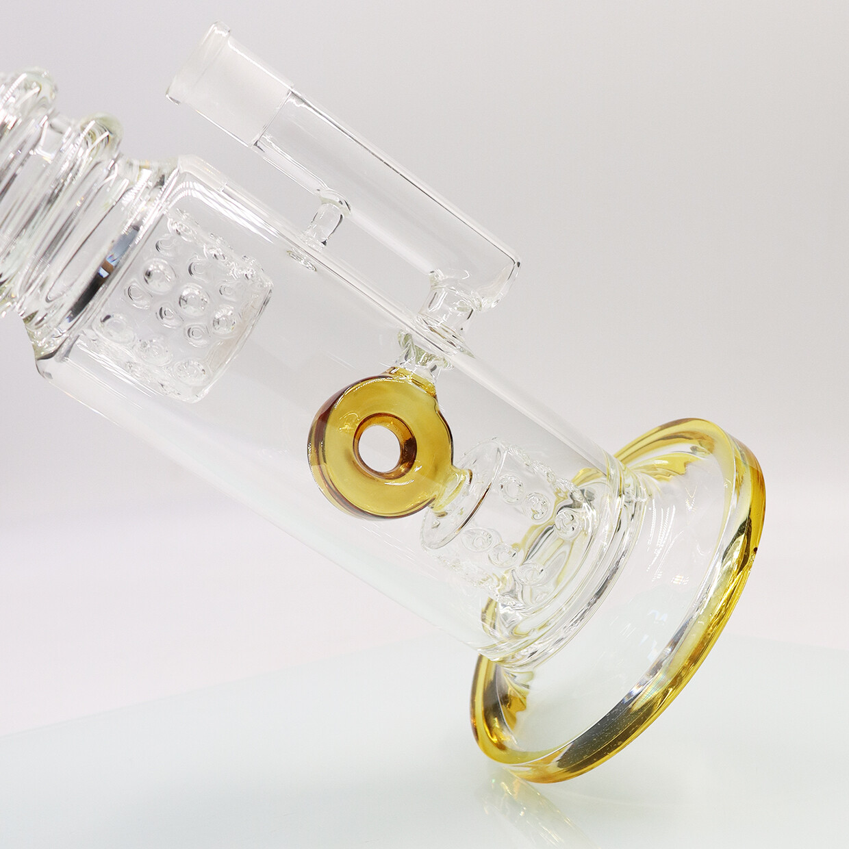 17inch Glass Smoking Waterpipe Perc Bong Handmade With Gift Bowl Yellow Hookah