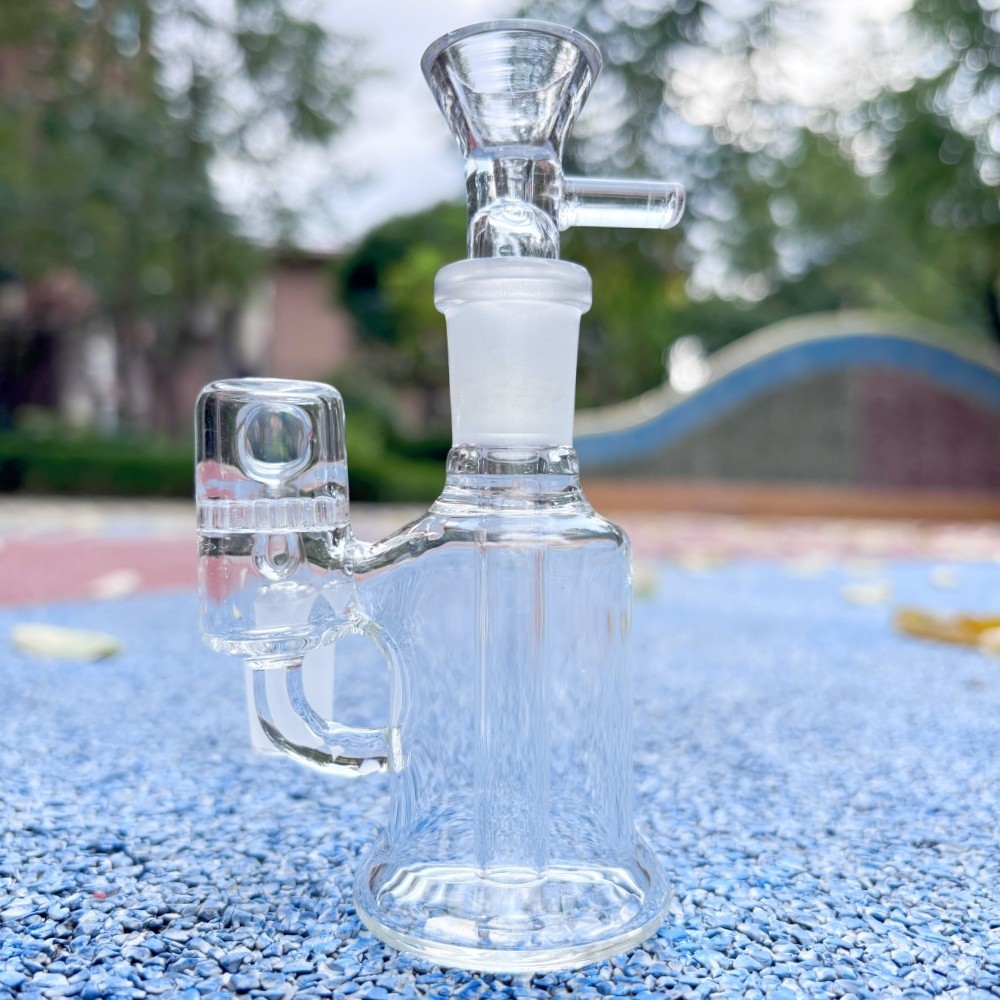 14mm 90° 3.3&Prime; Glass Ash Catcher Recycler Water Pipe For Glass Bong Easy to Clean