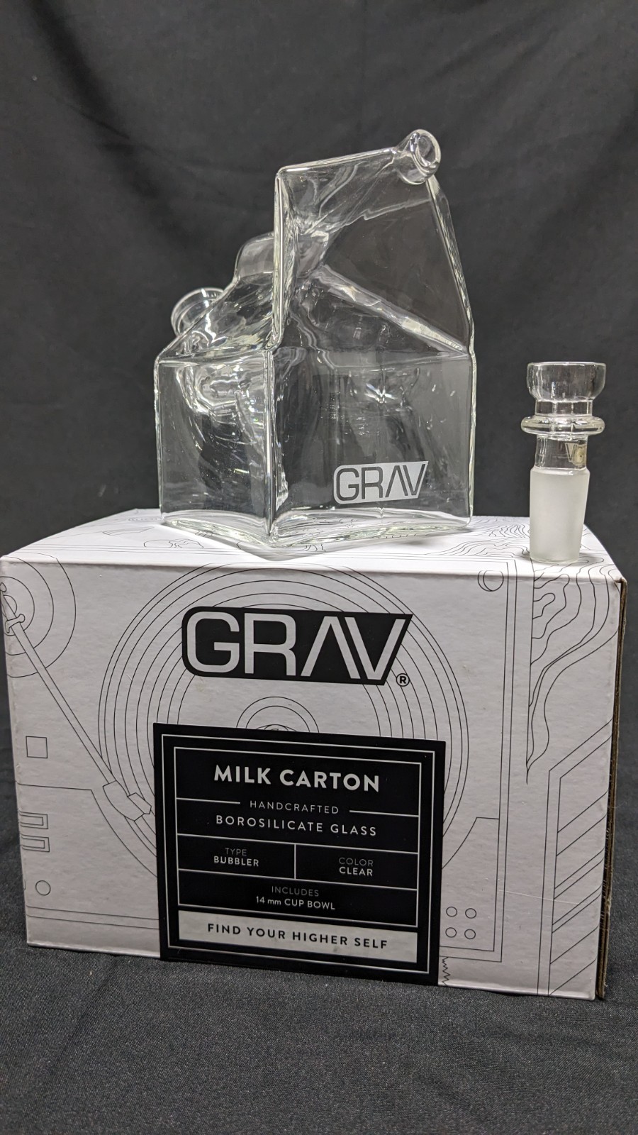 Grav® Labs Sip Series Milk Carton Bubbler Premium Glass Water Pipe Bong, Clear