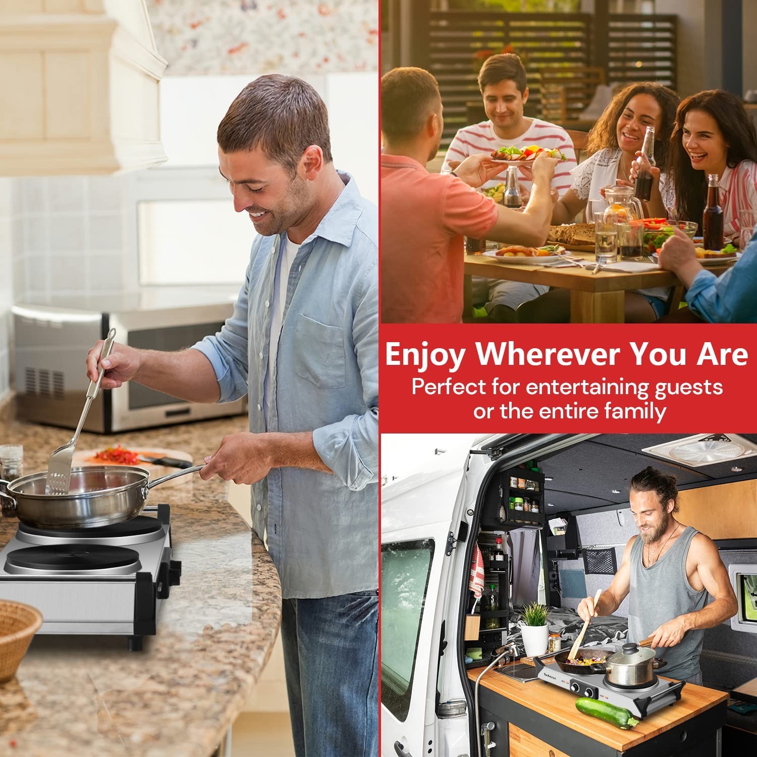 Hot Plate, Techwood Double Burner for Cooking, 1800W Countertop Electric Stov…