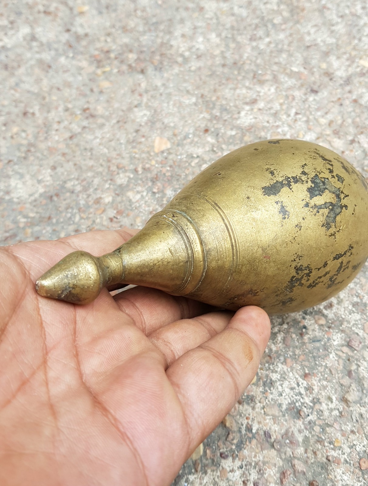 Vintage Scarce Brass Hand Carved Indo Persian Lion Engraved Hookah Pot
