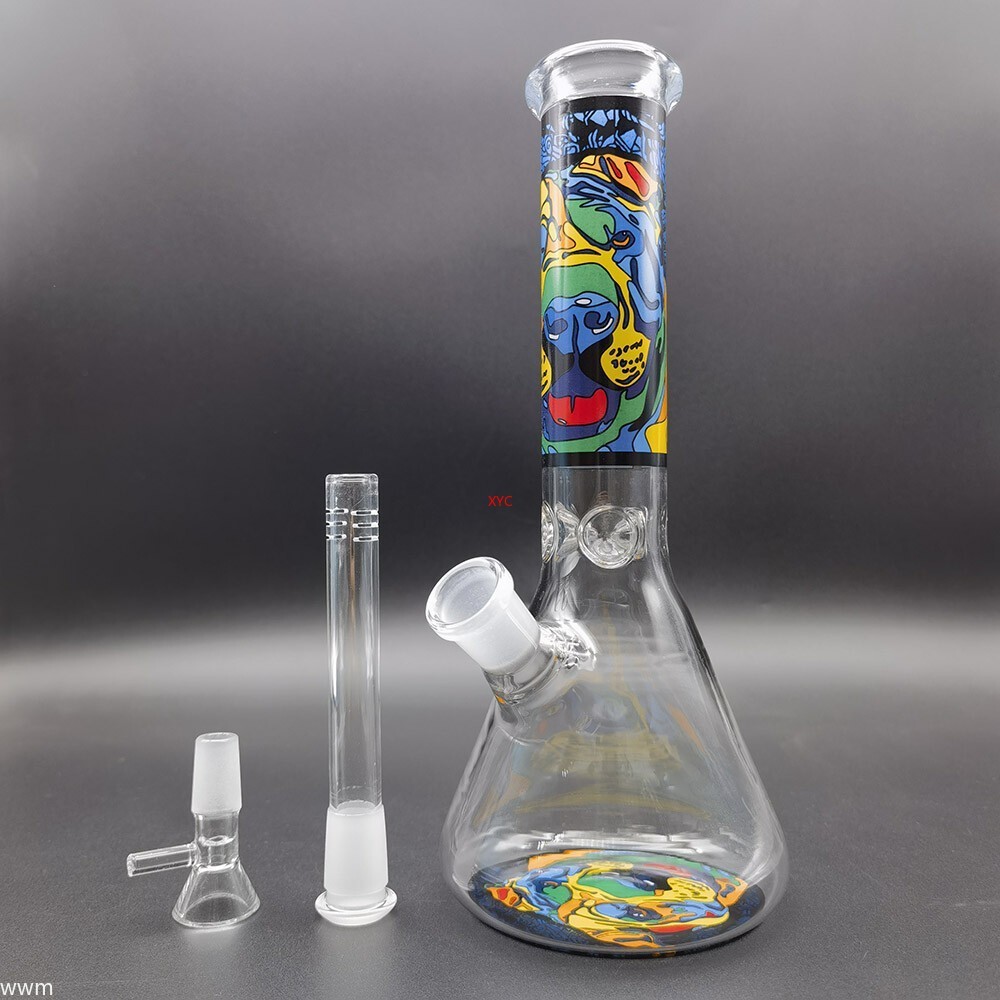 25cm Colorful Dog Pattern Heavy Glass Bong Water Pipe Shisha Hookah Hand Pipe