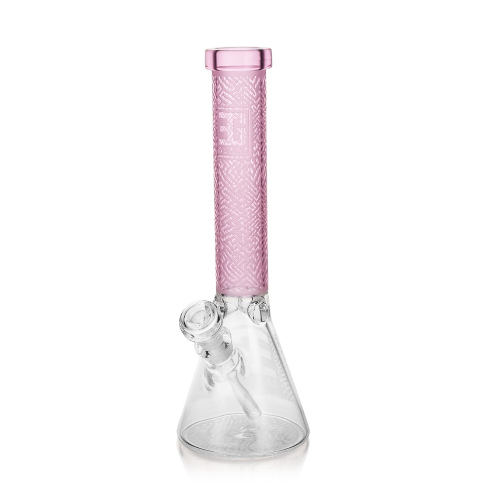 Premium Sandblasted Water Bong, Exotic Labyrinth Design | 15&Prime; Tall, Pink