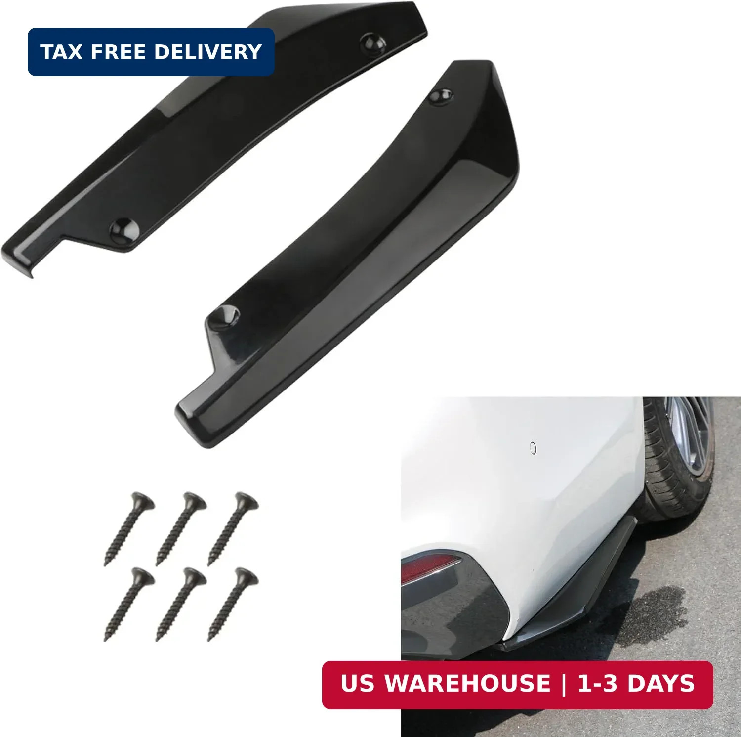 2PCS Car Rear Bumper Lip Splitter Canard Diffuser, Anti-Collision Front Bumper L