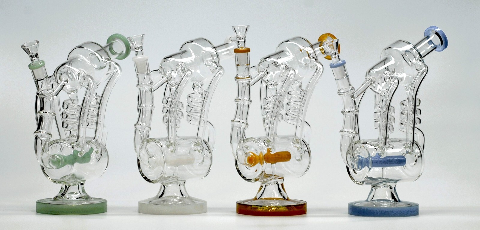 10&Prime; Milky Green Vortex Cyclone Recycler Smoking Water Pipe Hookah Bubbler Bong