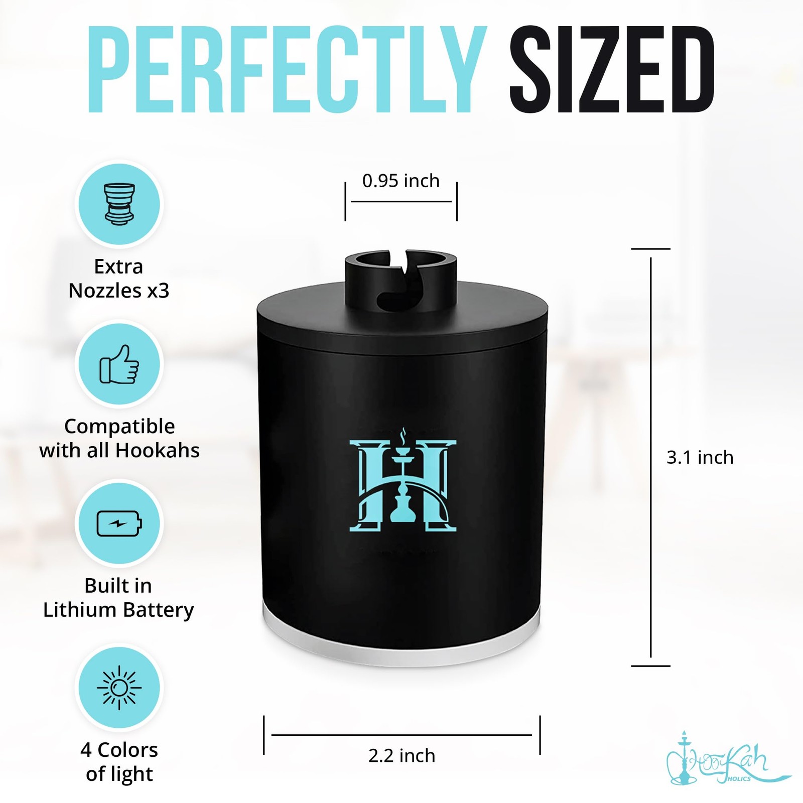 Hookah Pump with 1300 mAh Rechargeable Battery – Electric Hookah Air Pump Kit…