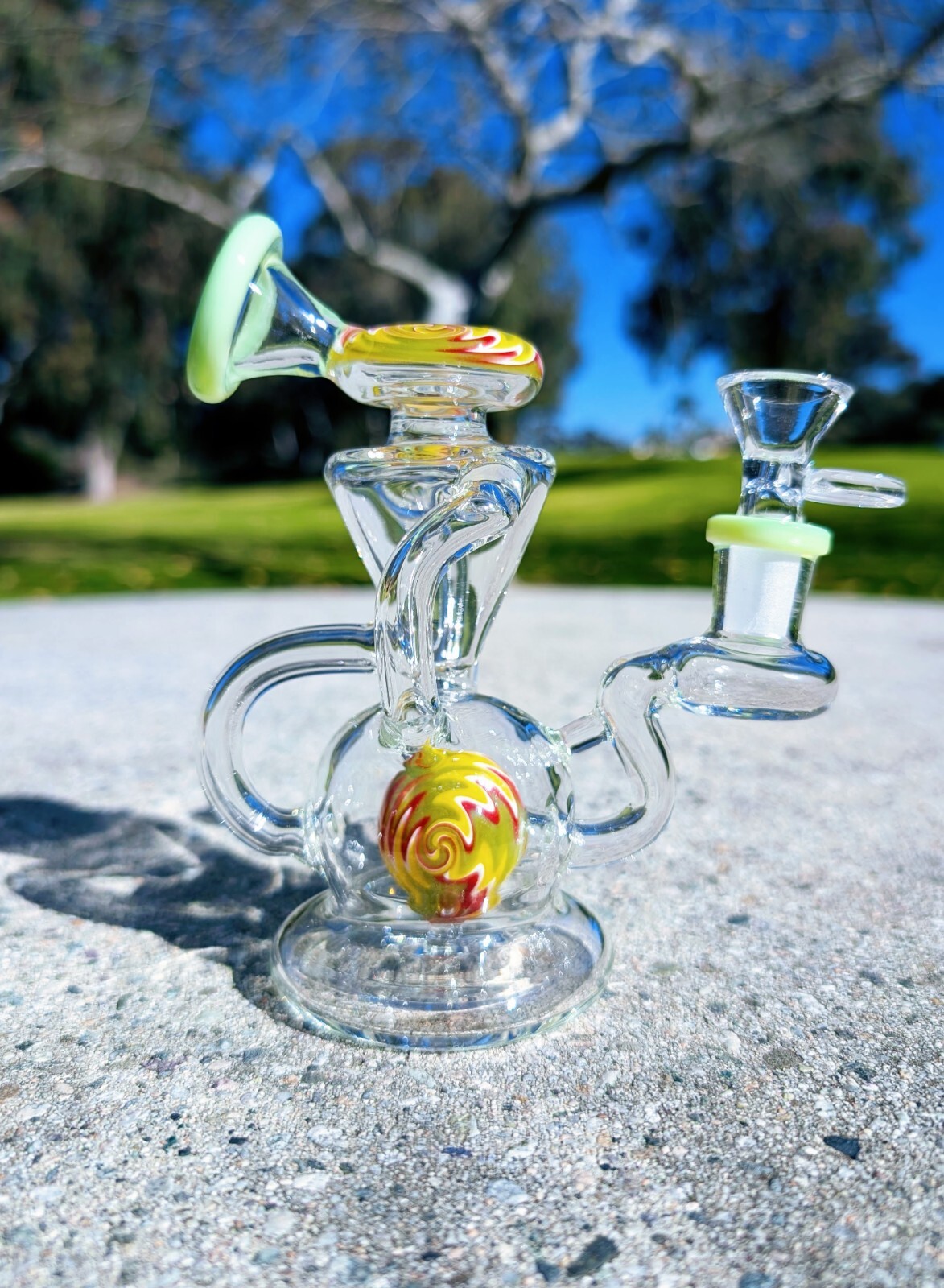 6” Green Wig Wag Dual Uptake Recycler Water Pipe Bong Hookah Shipping Return