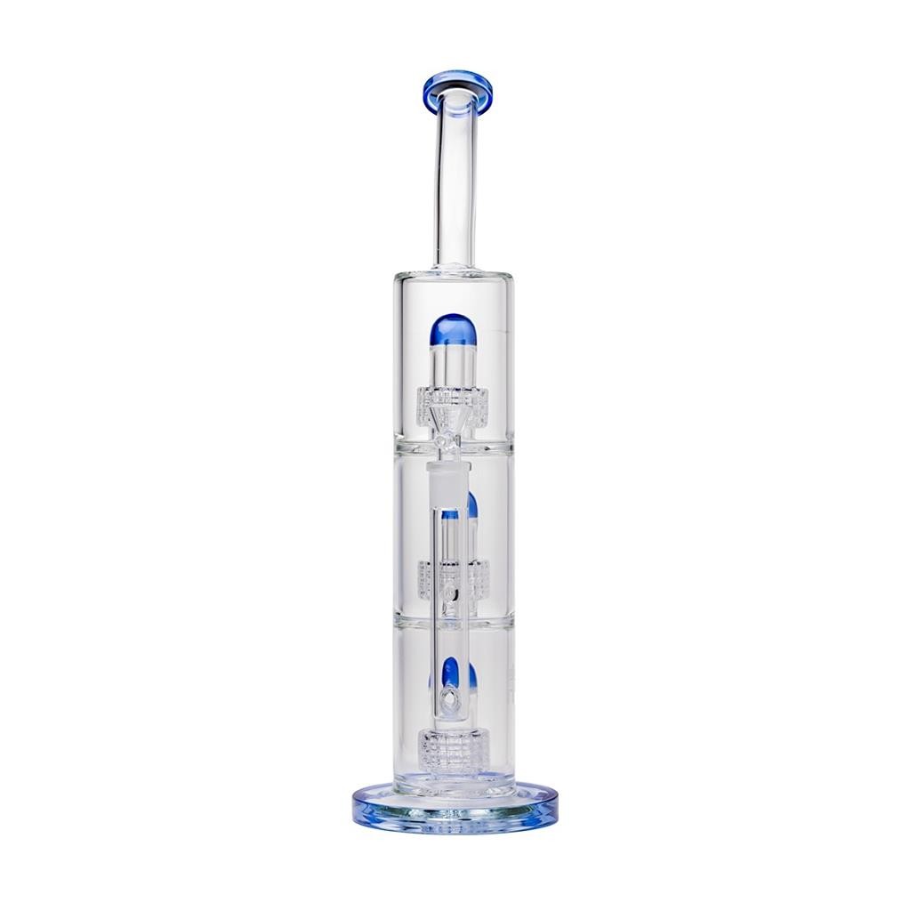 Human Grade 15.8&Prime; Trinity Water Pipe LIGHT BLUE w Triple Percs Thick Boro Glass