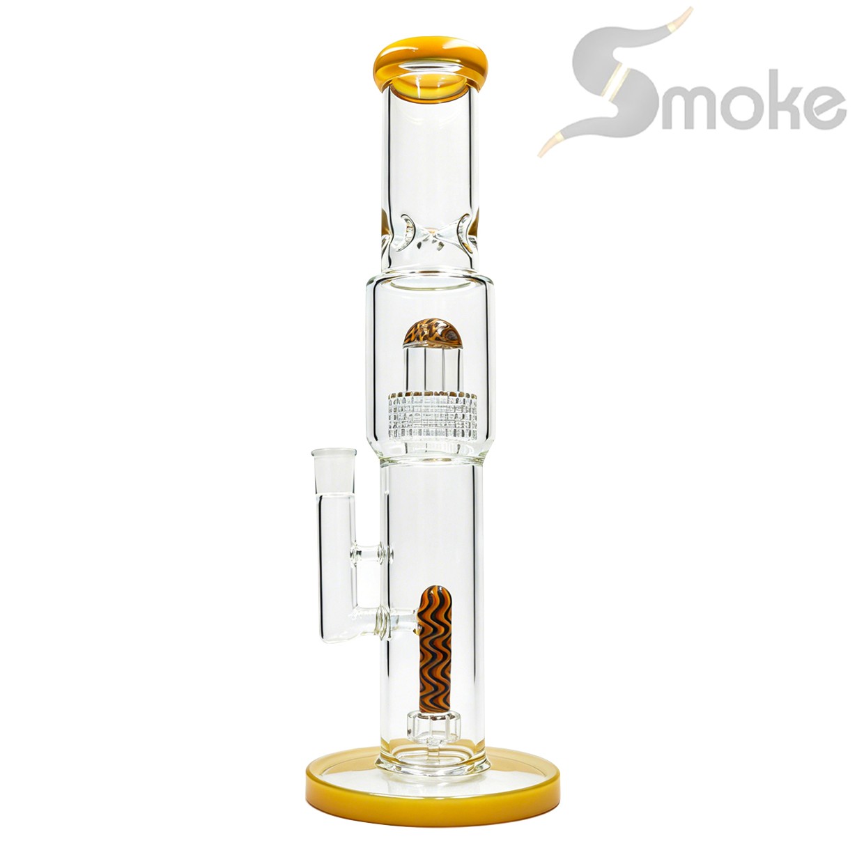 16inch (XL) Glass Bong Water Pipe Smoking Perc Wigwag Hookah 14mm Bowl 4mm Thick