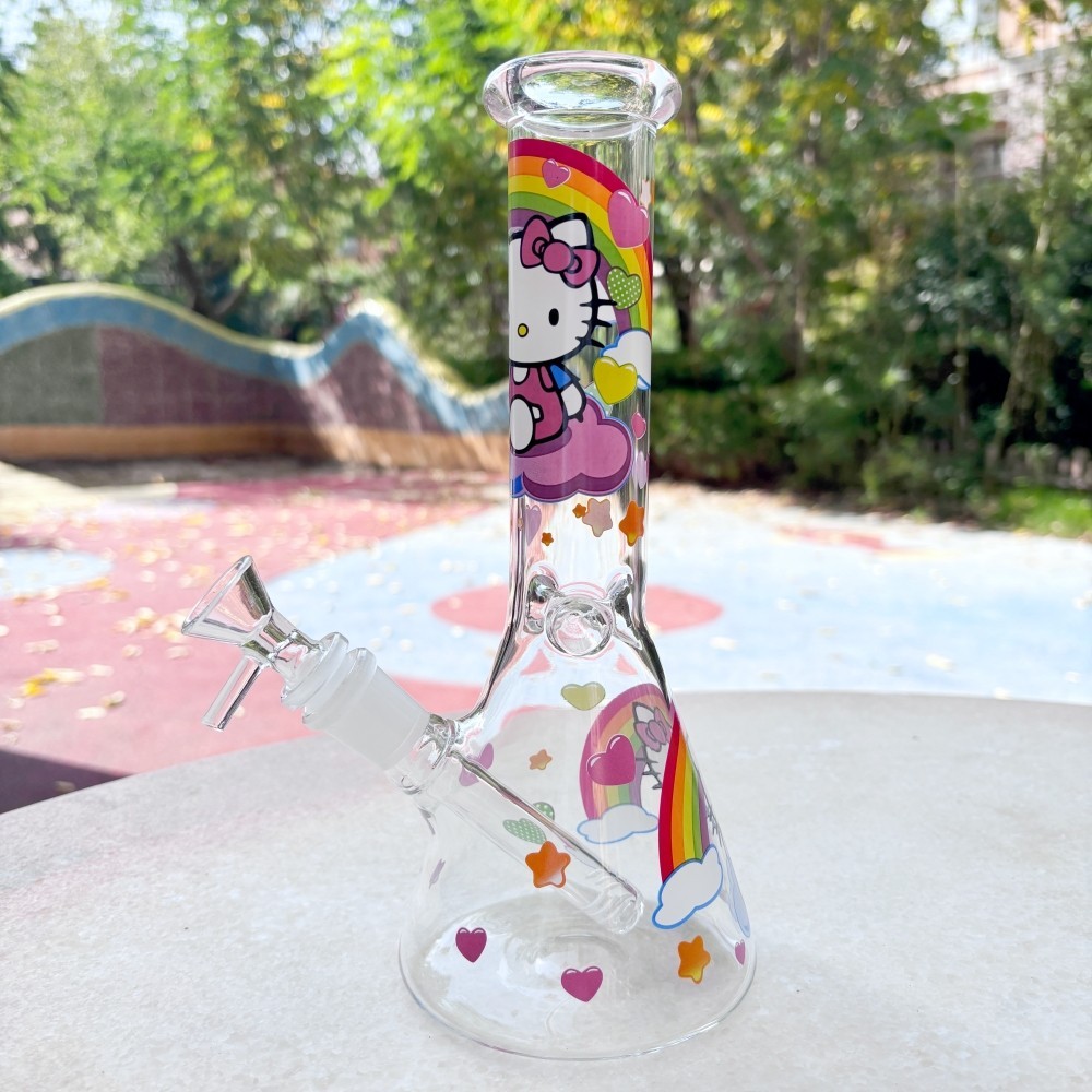 Kawaii 10 » Kitty Rainbow Sticker Glass Bong Beaker Water Pipe Smoking Hookah