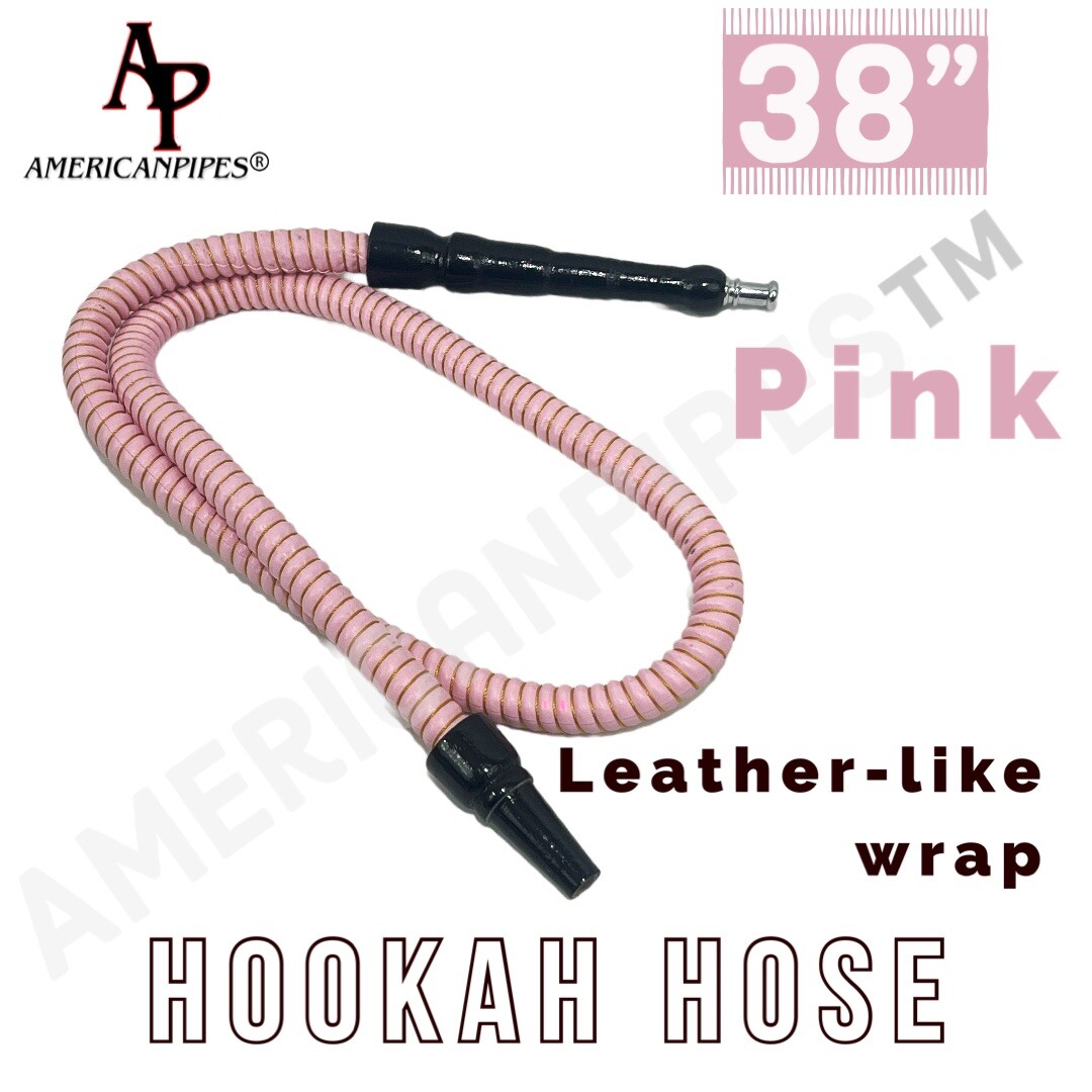 INHALE®️38 Inch Long Leather Like Wrapped Wooden Handle Hookah Hose