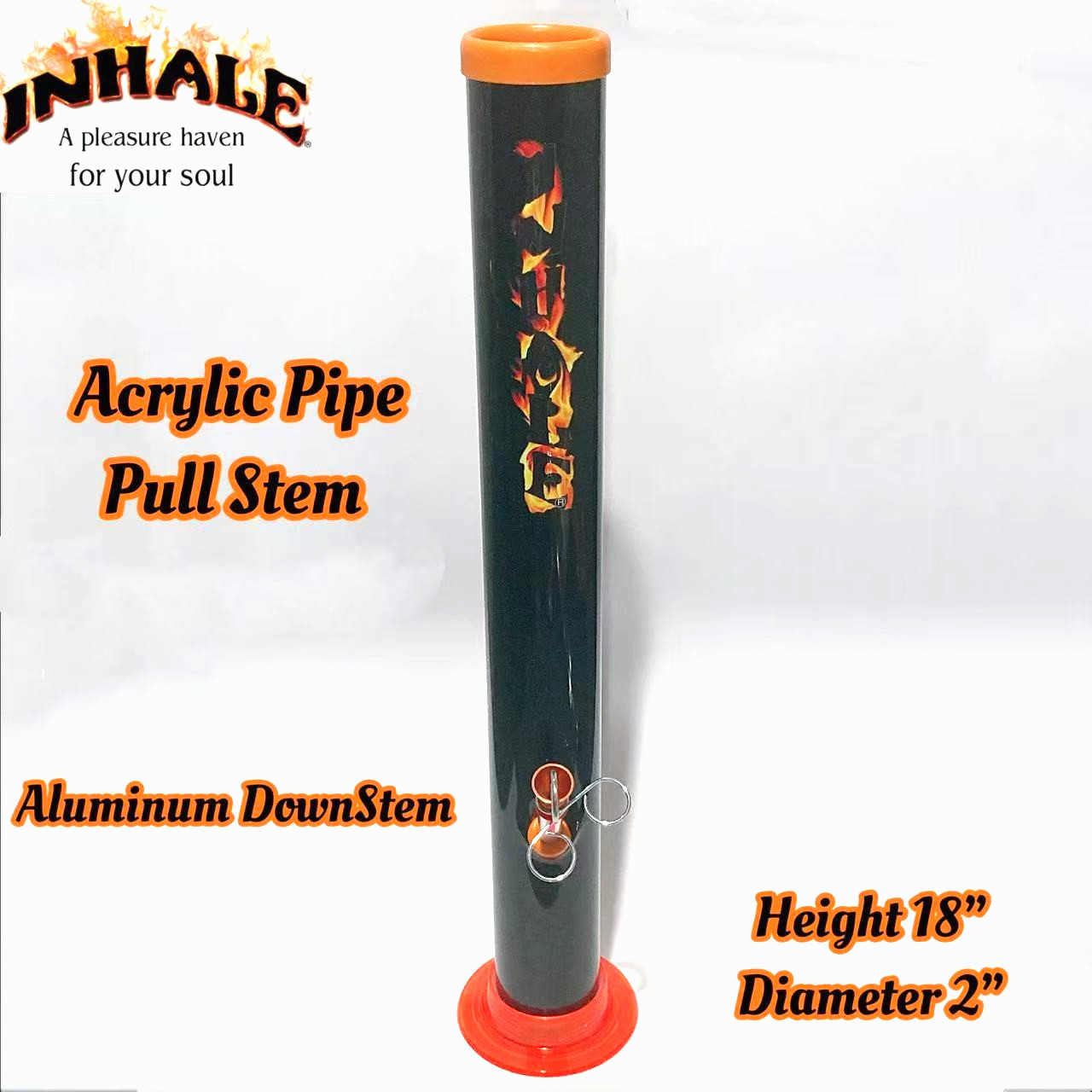 INHALE®️ 2×18&Prime; LONG STRAIGHT ACRYLIC HOOKAH WATER PIPE PULL STEM MADE IN USA