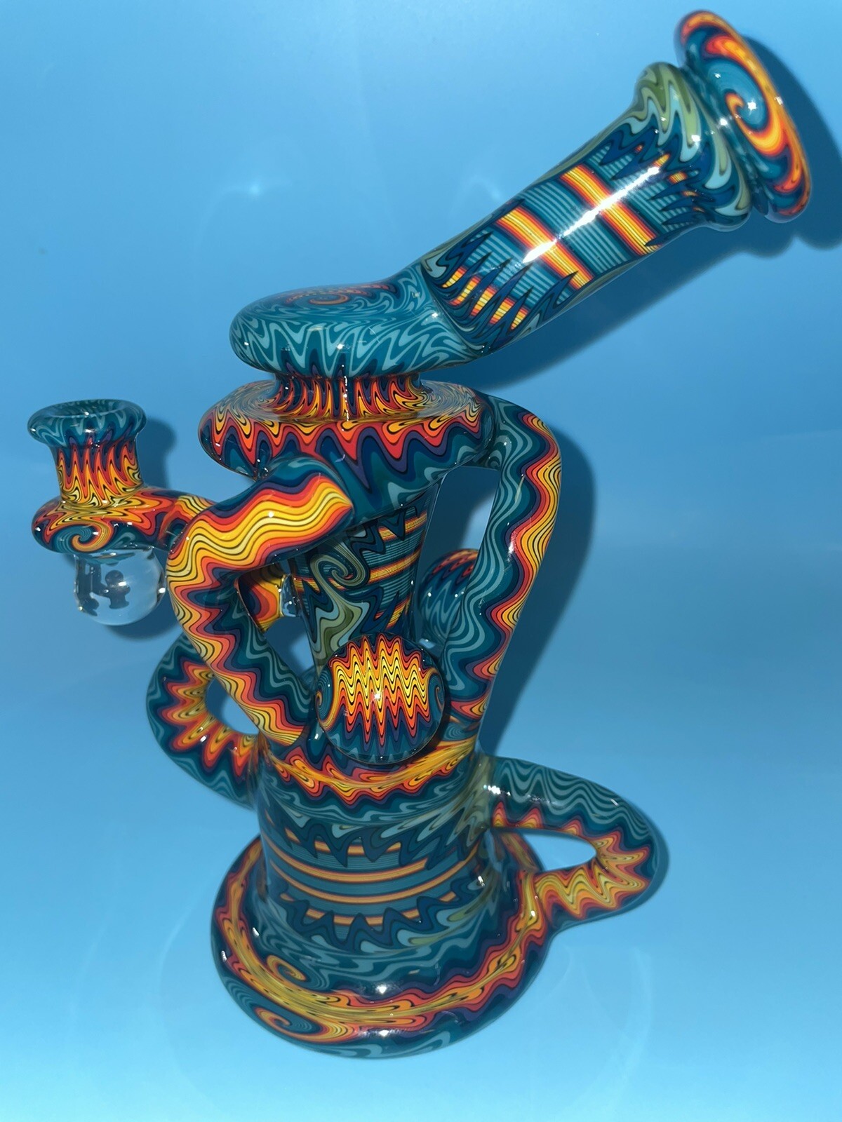 Heady Andy G American made glass bubbler recycler water pipe Wigwag Uv Spoon Art
