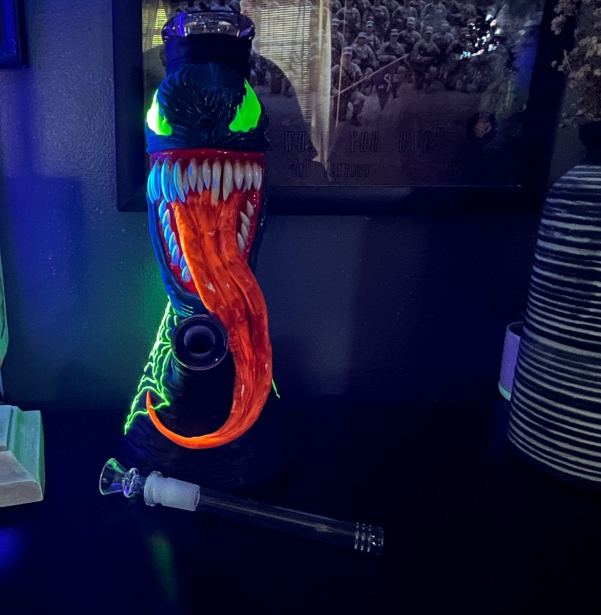 13&Prime; Venomous Bong Glass Water Pipe Smoking Beaker 14MM Bowl Glass Pipe Smoking