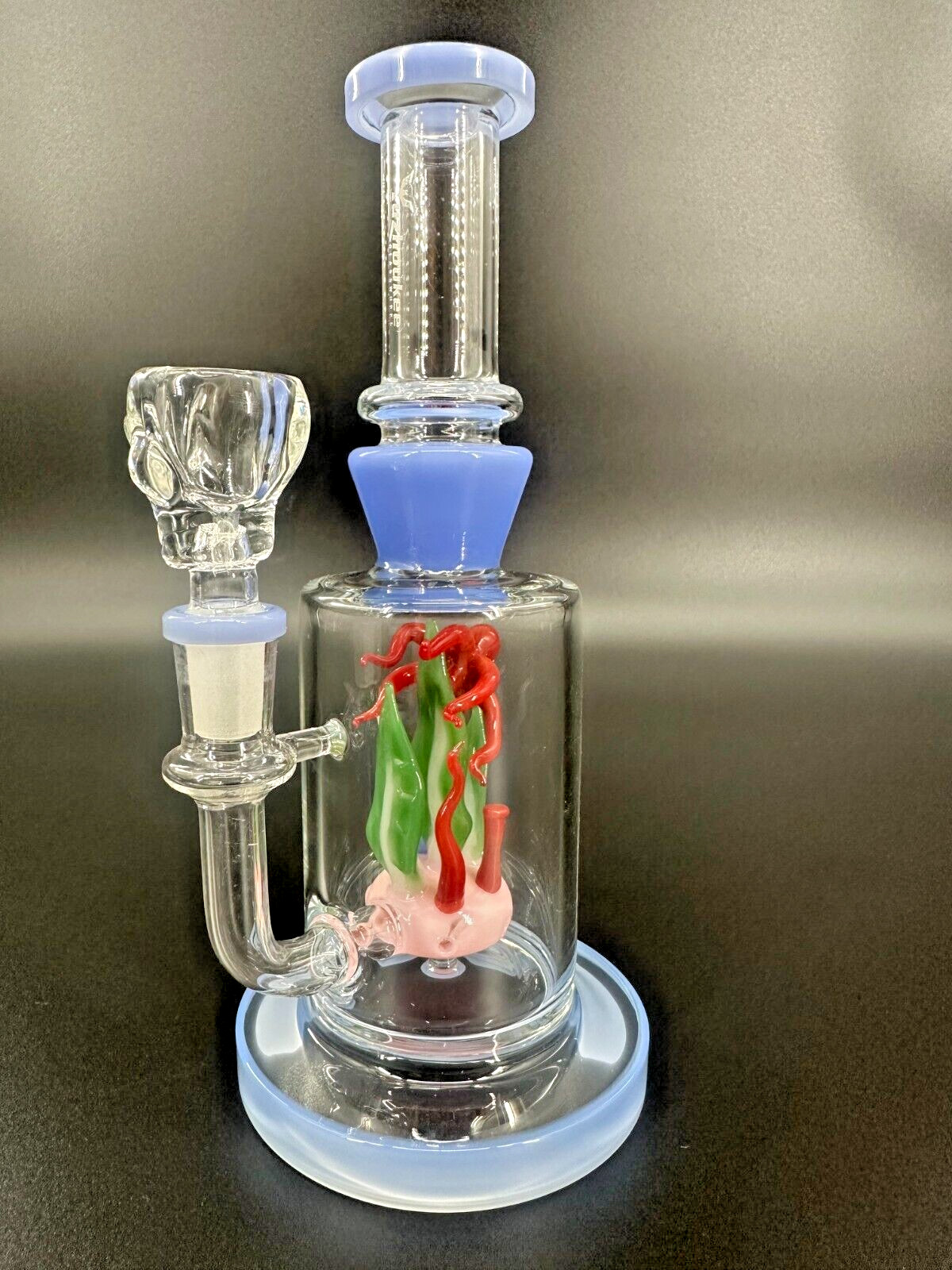 9&Prime; Blue & red Recycler Glass Bong 14mm Bowl Water Pipes Hookah