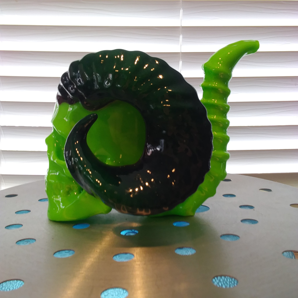 Horned Skull Bong Bubbler Neon Green